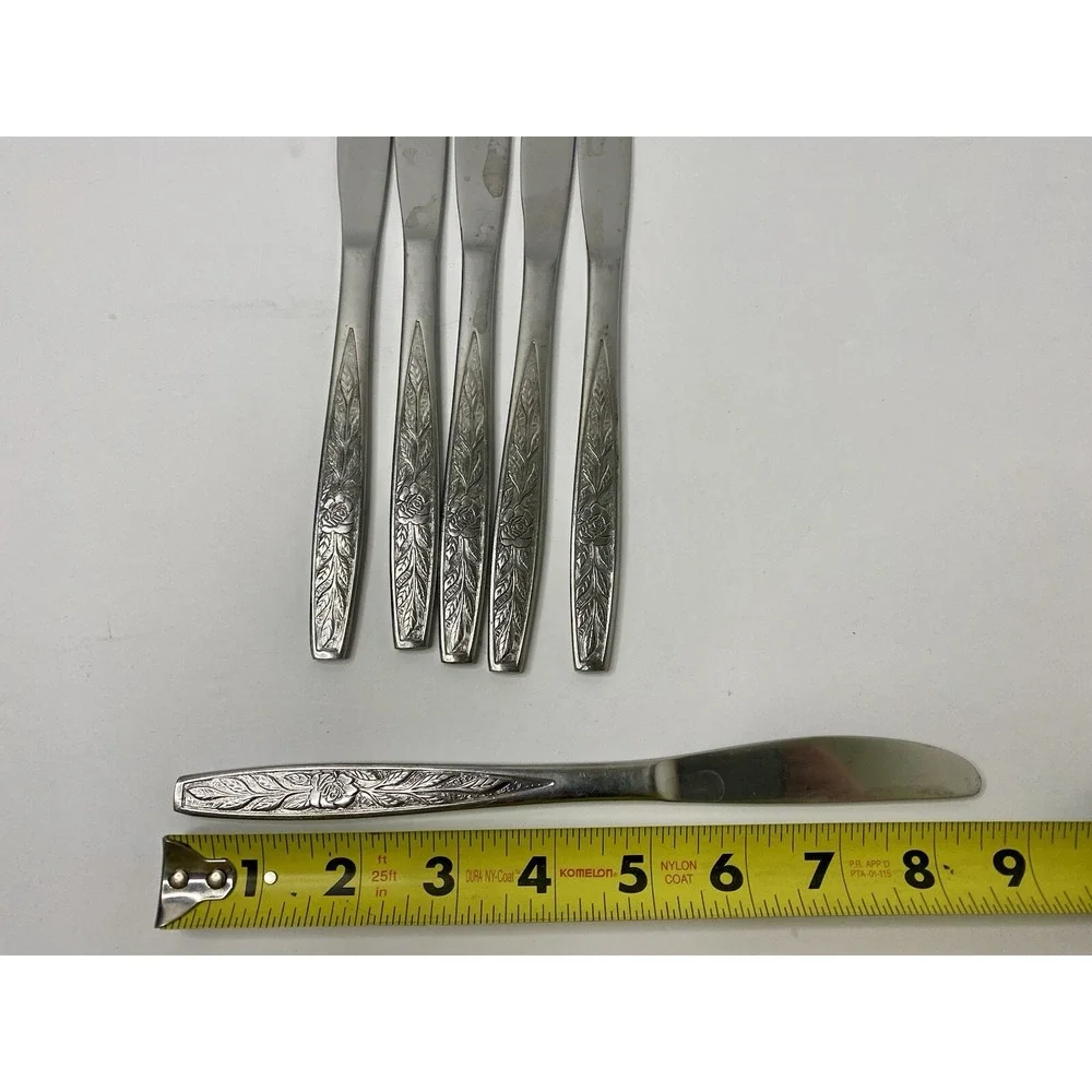 Stanley Roberts Granata Rose Dinner Knives Glossy Lot of 6 Replacements